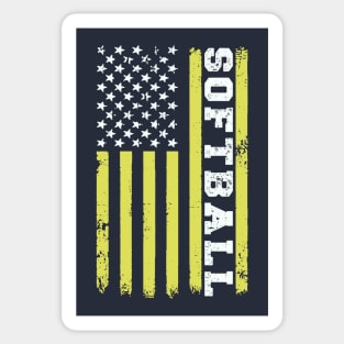 Softball American Flag Sticker